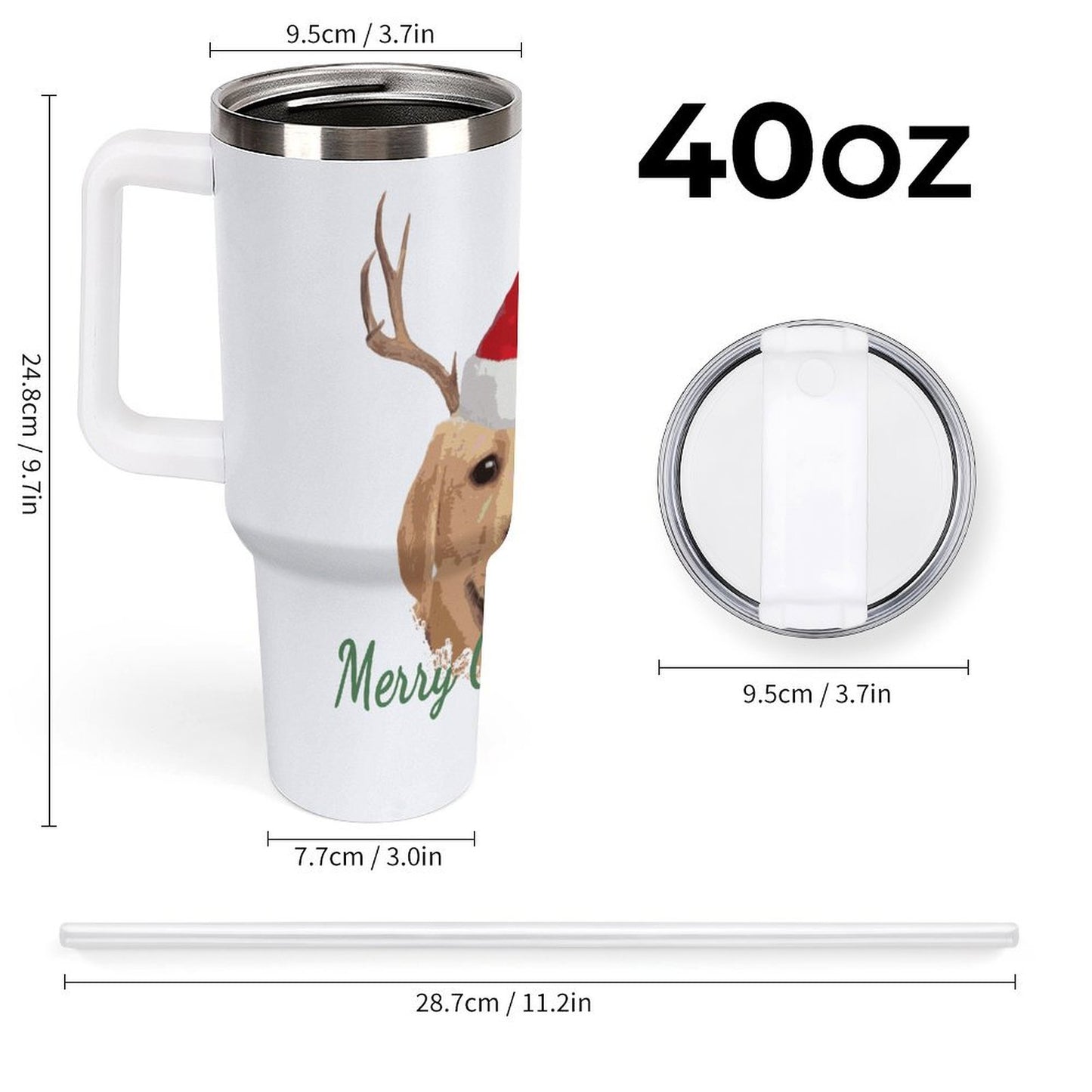 PHDT00061 POD US Local Tumbler 40 oz Large Capacity Car Cup Christmas Rabbit Snowflake