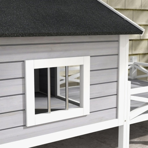 UK Local PawHut Small Medium Dog House With Porch, Grey