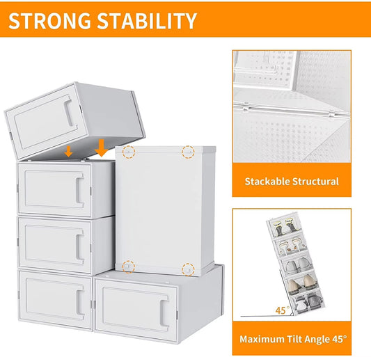 US Local 15 Pack Foldable Shoe Box Storage Containers Storage Bins Shoe Storage Organizer Drawer