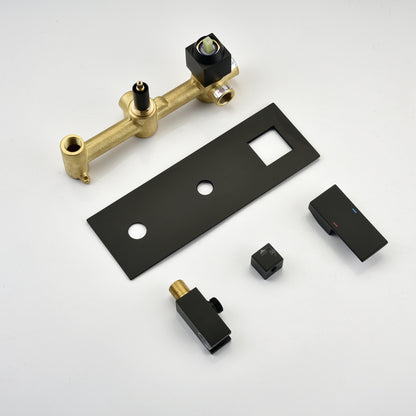 US Local Brass Matte Black Shower Faucet With Shower System, 10 Inch Shower Head And Handheld Spray Bathroom Deluxe Faucet Combination