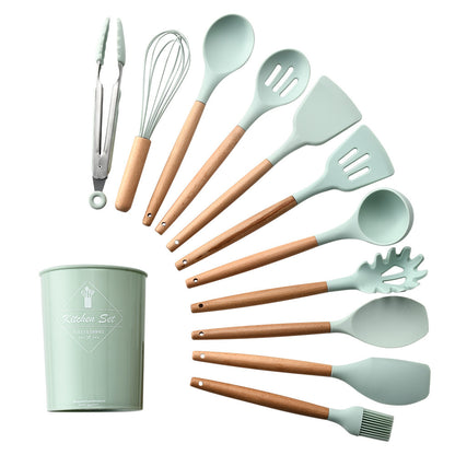 US Local Silicone Kitchenware With Wooden Handle