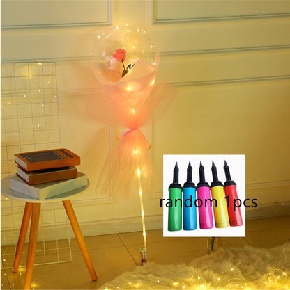 US Local LED Luminous Balloon Rose Bouquet Transparent Bobo Ball Rose