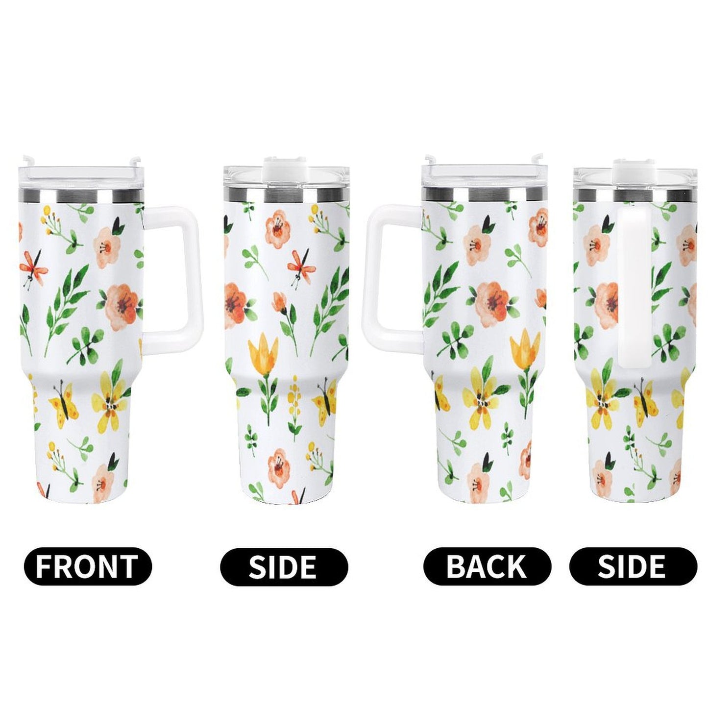 PHDT00454 POD US Local Tumbler 40 oz Large Capacity Car Cup Spring, Watercolors, Flowers