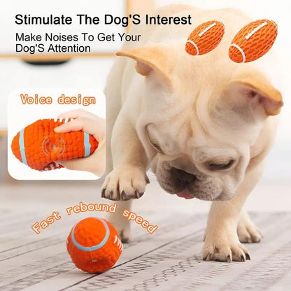 US Local Dog Rubber Chew-resistant Interactive Squeaky Football Toy