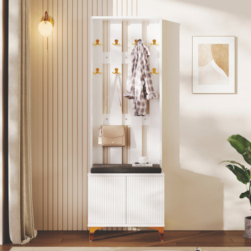 UK Local Wardrobe Set With Shoe Bench And Cushion, Wardrobe Front With Hooks, Shoe Cabinet With Drawers And Doors
