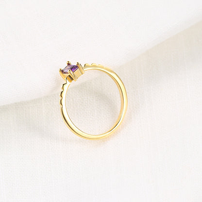 Women's Simple Inlaid Purple Zircon Thin Ring