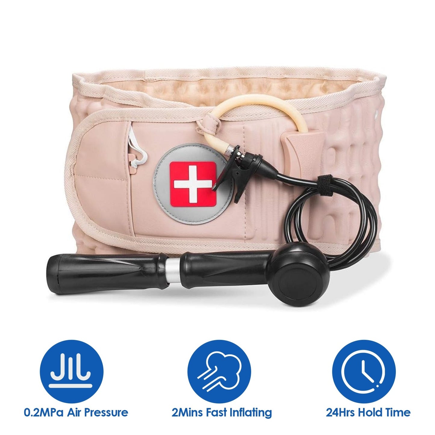 US Local 1 Pc Decompression Back Belt Lumbar Spine Support Lower Back Air Traction Device With Extension Pad For Men Women Pain Relief Fit For All Waist