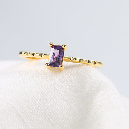 Women's Simple Inlaid Purple Zircon Thin Ring