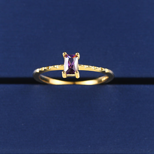 Women's Simple Inlaid Purple Zircon Thin Ring