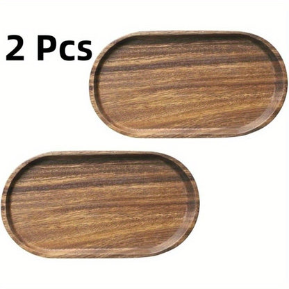 US Local 2 pcs LDQ Elegant Wooden Serving Tray - Japanese Style, Space-saving Design, Perfect For Home Decor And Kitchen Accessories