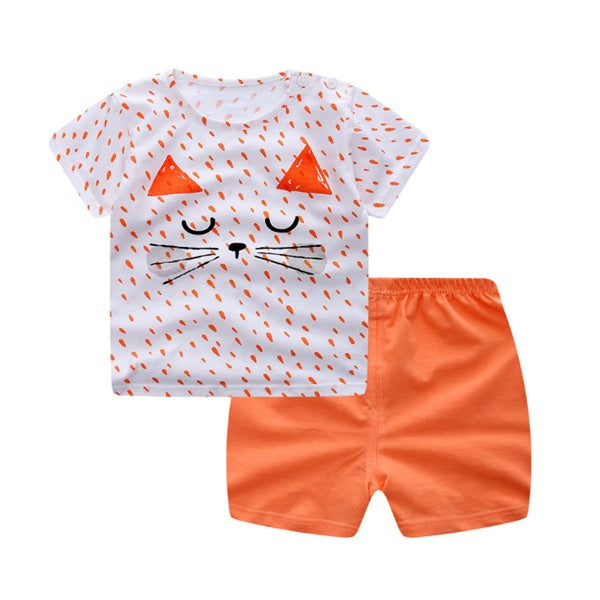 US Local Cartoon Clothing Baby Boy Summer Clothes T-shirt Baby Girl Casual Clothing Sets