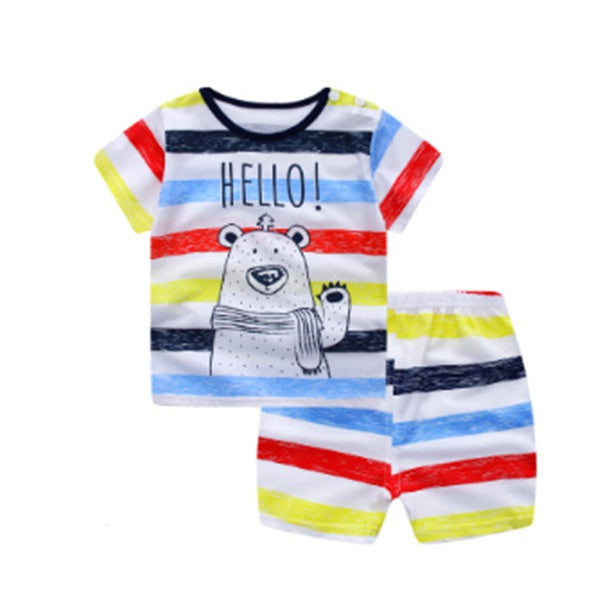 US Local Cartoon Clothing Baby Boy Summer Clothes T-shirt Baby Girl Casual Clothing Sets