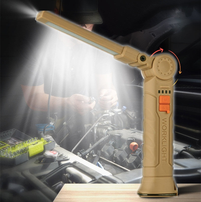 US Local USB Rechargeable LED COB Work Light Mechanic Flashlight Lamp Magnetic Folding Torch Camping Light