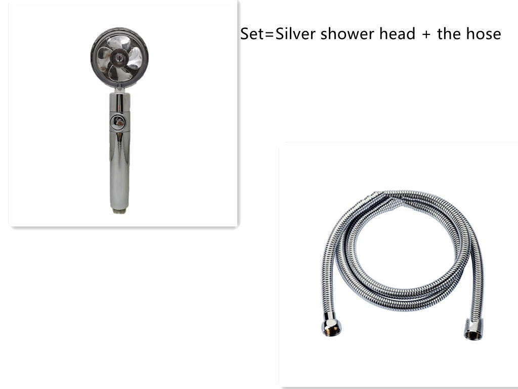 US Local Shower Head Water Saving Flow 360 Degrees Rotating With Small Fan ABS Rain High Pressure Spray Nozzle Bathroom Accessories