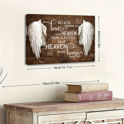 US Local 1 Wooden Frame Canvas Painting, Commemorative Wall Art Canvas Heavenly Angel Wings At Home, Framed Wall Art Print, Suitable For Living Room And Bedroom, Home Decoration, Holiday Gift For Her Or Him