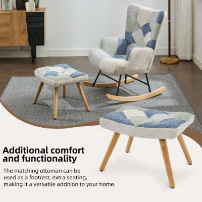 UK Local Rocking Chairs For Adults, Tteddy Rocking Chair Relaxing Recliner Chair With Solid Wood Legs High Back Lounge Chairs For Balcony Living Room Bedroom