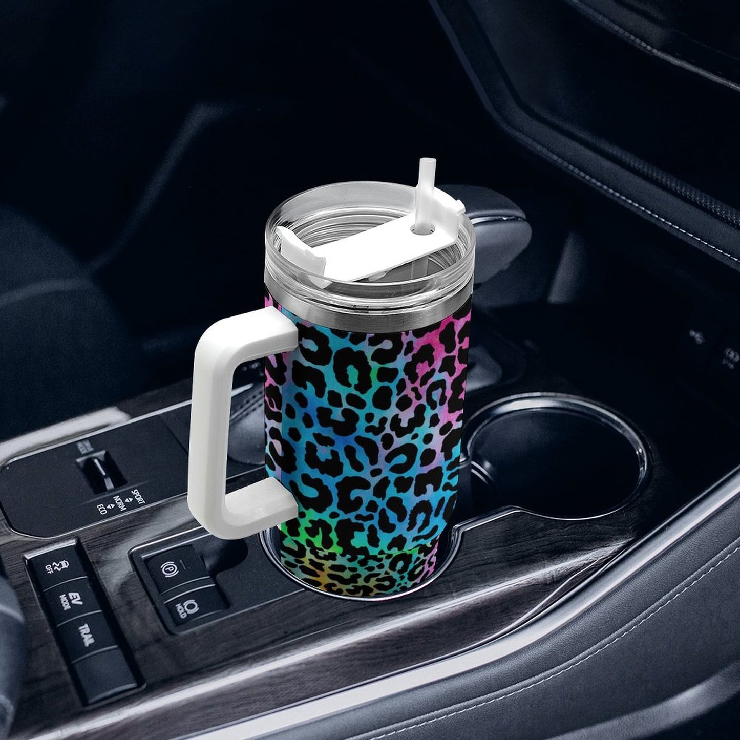 PHDT00186 POD US Local Tumbler 40 oz Large Capacity Car Cup Colorful, Leopard Fluorescent