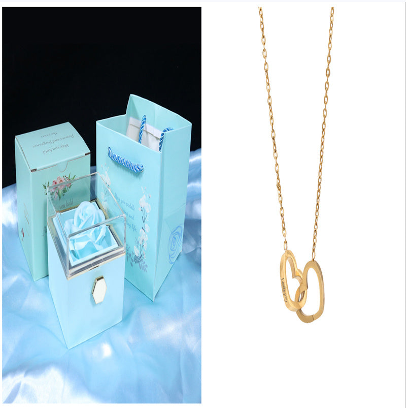 US Local Rotating Soap Flower Rose Gift Box Creative Rotating Rose Jewelry Packaging Box Valentine's Day Gift For Women