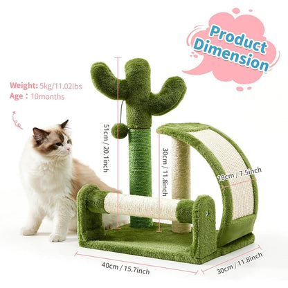 US Local Cactus Shape Natural Sisal Rope Easy To Assemble Green Cat Scratching Post