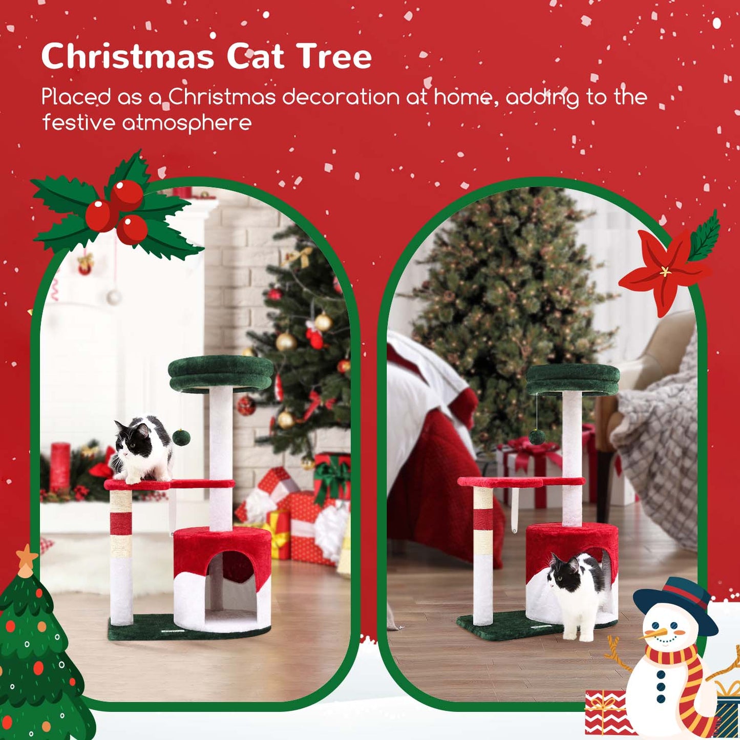 US Local 33 Inch Christmas Style Cat Climbing Frame