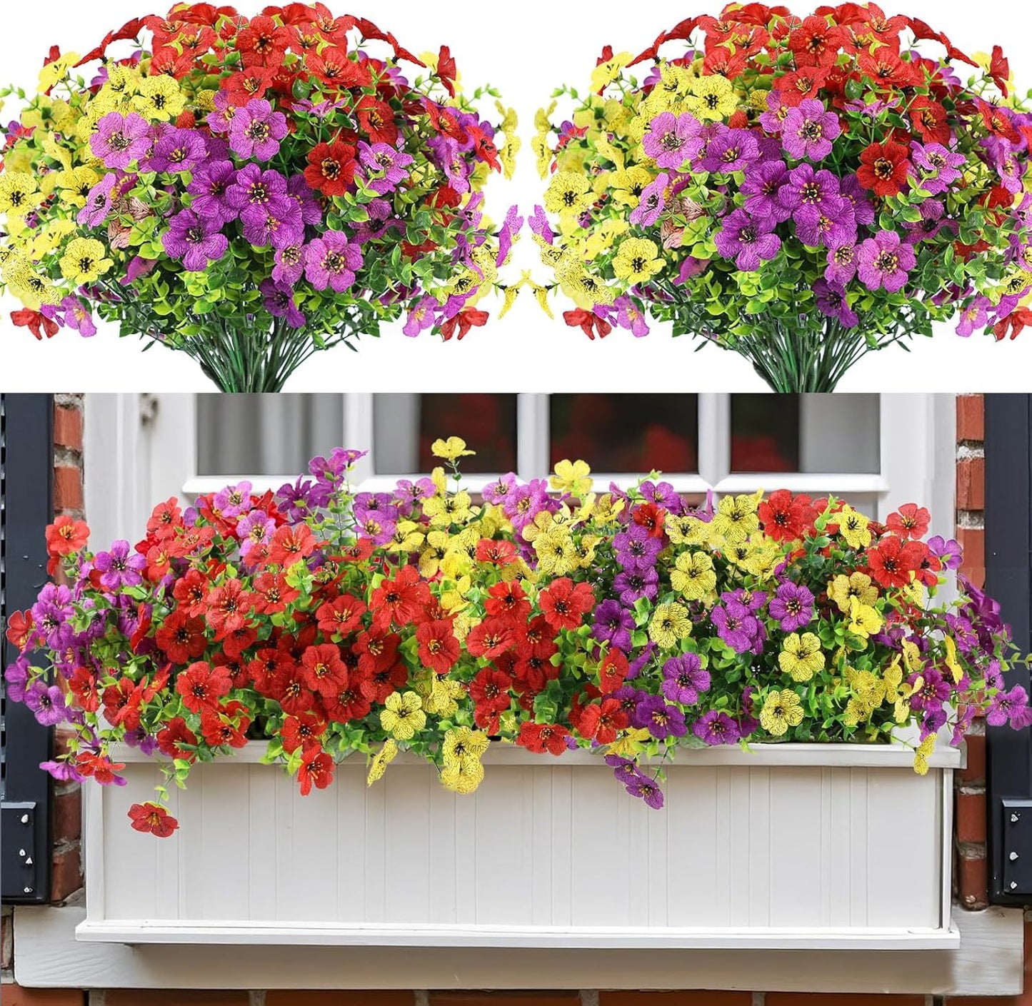 US Local Nepfaivy Artificial Outdoor Flowers UV-Resistant - Realistic Artificial Flowers For Outdoors, Fade Resistant Fake Flowers For Outside, Plastic Faux Flowers For Outdoor Planters