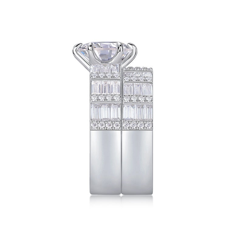 US Local Vanilla - A Fashionable And Luxurious Jewelry Piece Set With 3-carat Moissanite S925 Sterling Silver And Platinum-plated Diamond