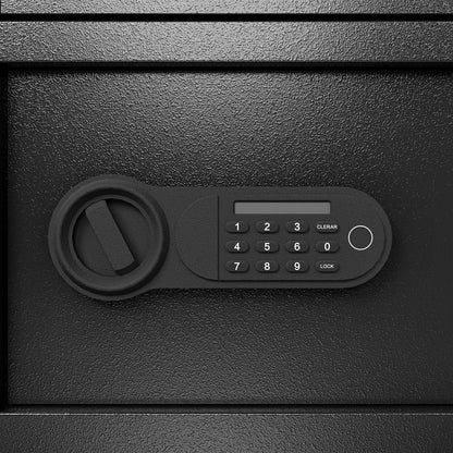 US Local Steel Security Safe And Lock Box With Electronic Keypad - Secure Cash, Jewelry, ID Documents, Black, 1.69Cubic Feet