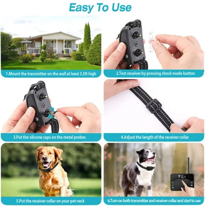 US Local 2 In 1 Wireless Electric Dog Fence Waterproof Pet Shock Boundary Containment System Electric Training Collar For Small Medium Large Dogs