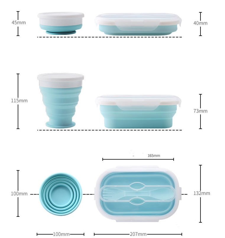 USA Local Portable foldable silicone lunch box