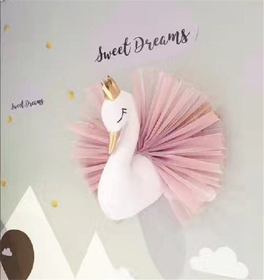 US Local Nordic White Pink Crown Swan Wall Hanging Wall Decoration
