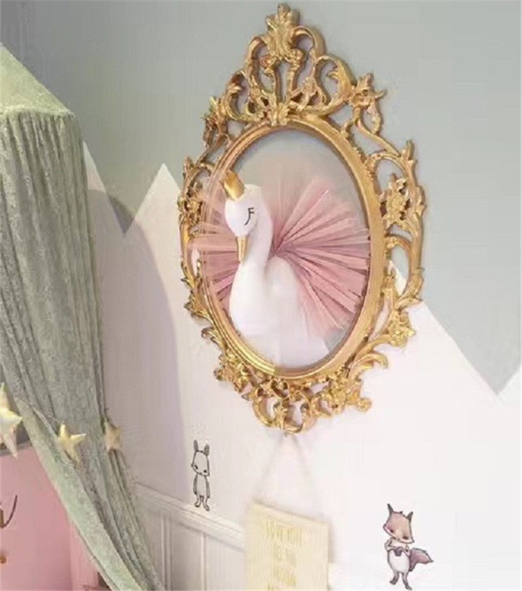 US Local Nordic White Pink Crown Swan Wall Hanging Wall Decoration