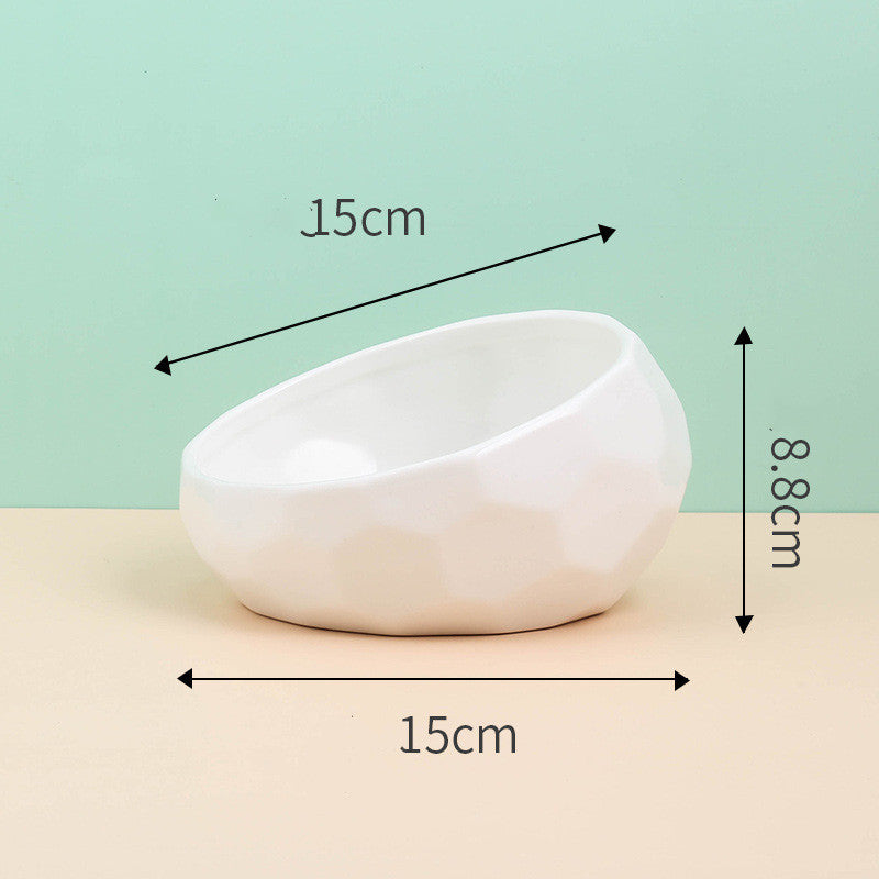 US Local Pet Supplies Bowl Ceramic Cat Bowl Dog Bowl Oblique Mouth