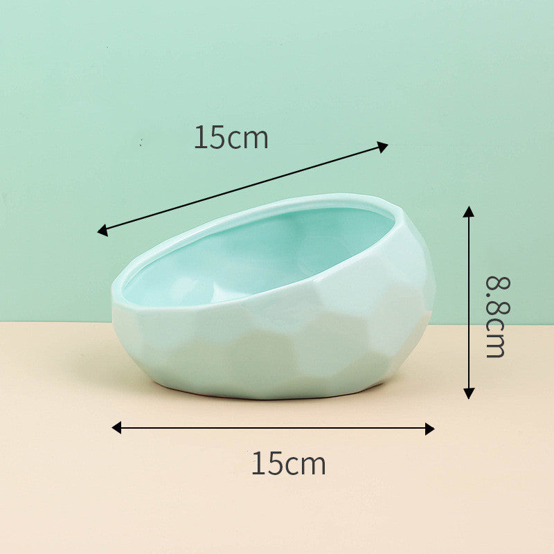 US Local Pet Supplies Bowl Ceramic Cat Bowl Dog Bowl Oblique Mouth
