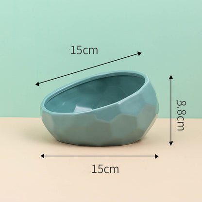 US Local Pet Supplies Bowl Ceramic Cat Bowl Dog Bowl Oblique Mouth