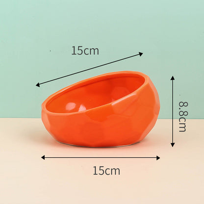 US Local Pet Supplies Bowl Ceramic Cat Bowl Dog Bowl Oblique Mouth