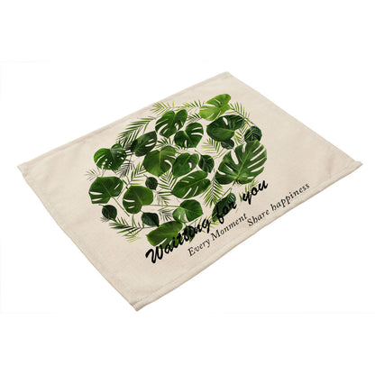 Nordic Style Green Plant Placemat Western Placemat Heat Pad
