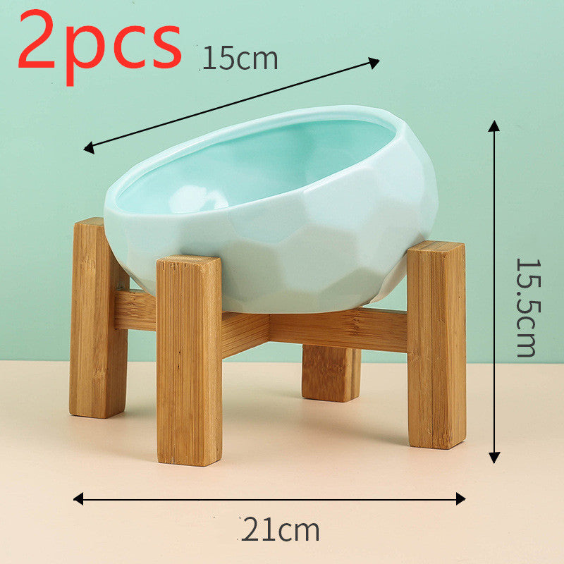 US Local Pet Supplies Bowl Ceramic Cat Bowl Dog Bowl Oblique Mouth