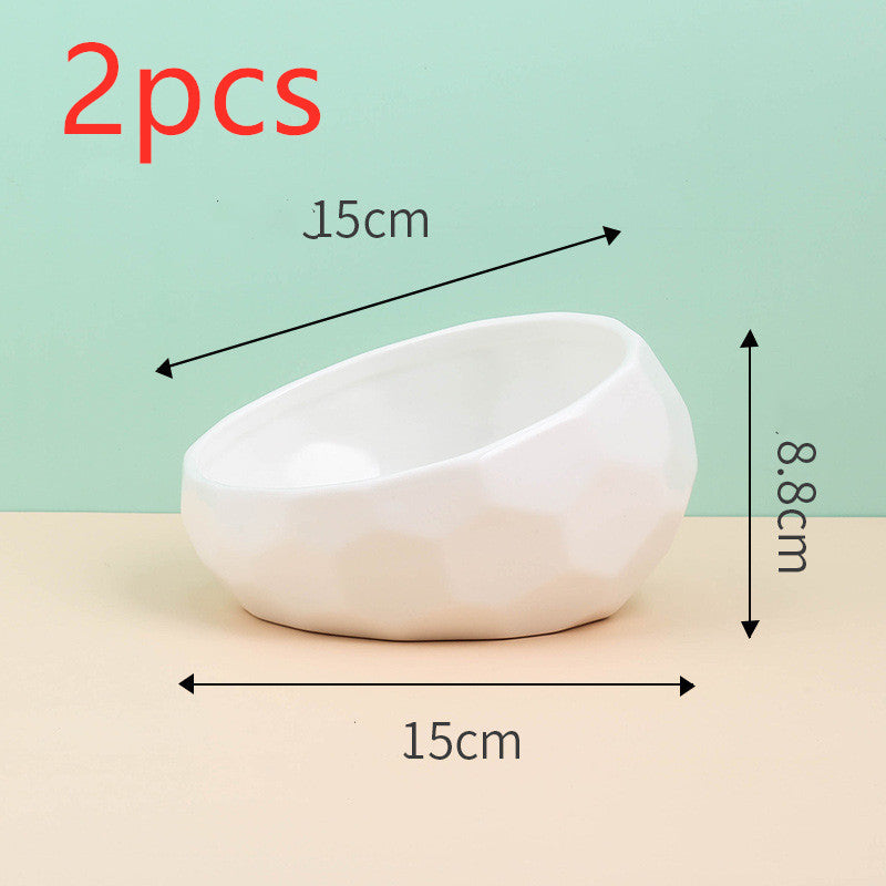US Local Pet Supplies Bowl Ceramic Cat Bowl Dog Bowl Oblique Mouth