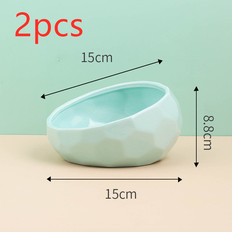 US Local Pet Supplies Bowl Ceramic Cat Bowl Dog Bowl Oblique Mouth
