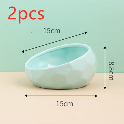 US Local Pet Supplies Bowl Ceramic Cat Bowl Dog Bowl Oblique Mouth