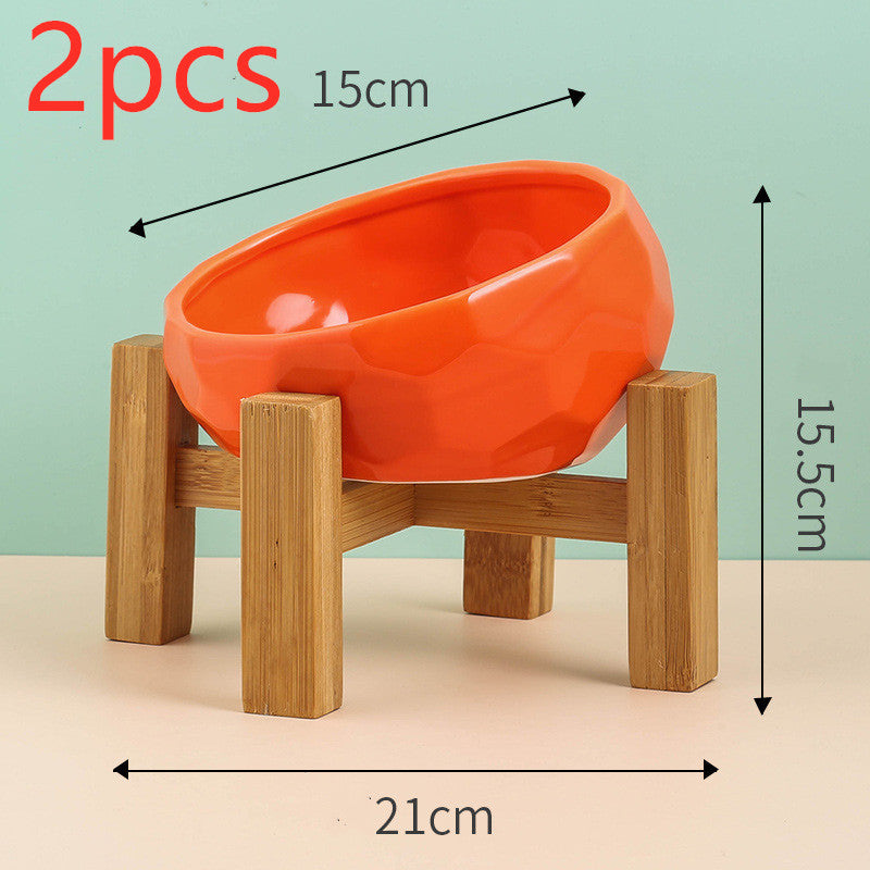 US Local Pet Supplies Bowl Ceramic Cat Bowl Dog Bowl Oblique Mouth