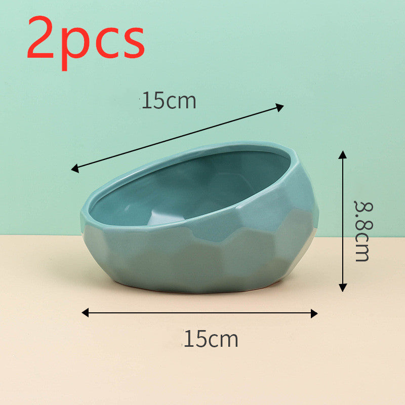 US Local Pet Supplies Bowl Ceramic Cat Bowl Dog Bowl Oblique Mouth