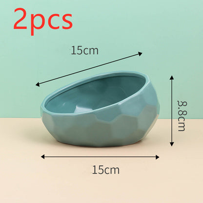 US Local Pet Supplies Bowl Ceramic Cat Bowl Dog Bowl Oblique Mouth