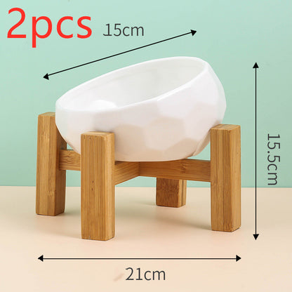 US Local Pet Supplies Bowl Ceramic Cat Bowl Dog Bowl Oblique Mouth