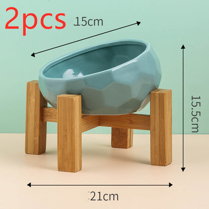US Local Pet Supplies Bowl Ceramic Cat Bowl Dog Bowl Oblique Mouth
