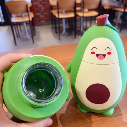 US Local Cute Cartoon Avocado Glass Double Layer
