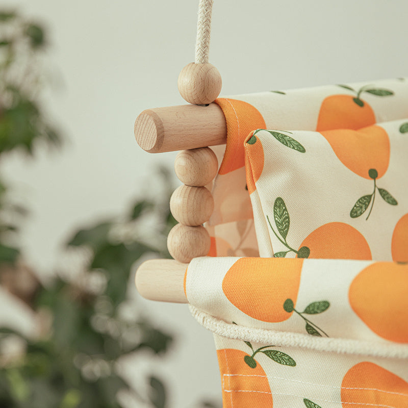 US Local Cotton Canvas Baby Swing Chair Hanging Swing Indoor Outdoor Safety Baby Children's Toy Wooden Seat With Cushion Baby Room Decor