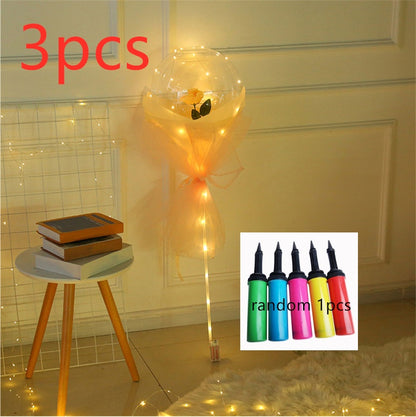 US Local LED Luminous Balloon Rose Bouquet Transparent Bobo Ball Rose