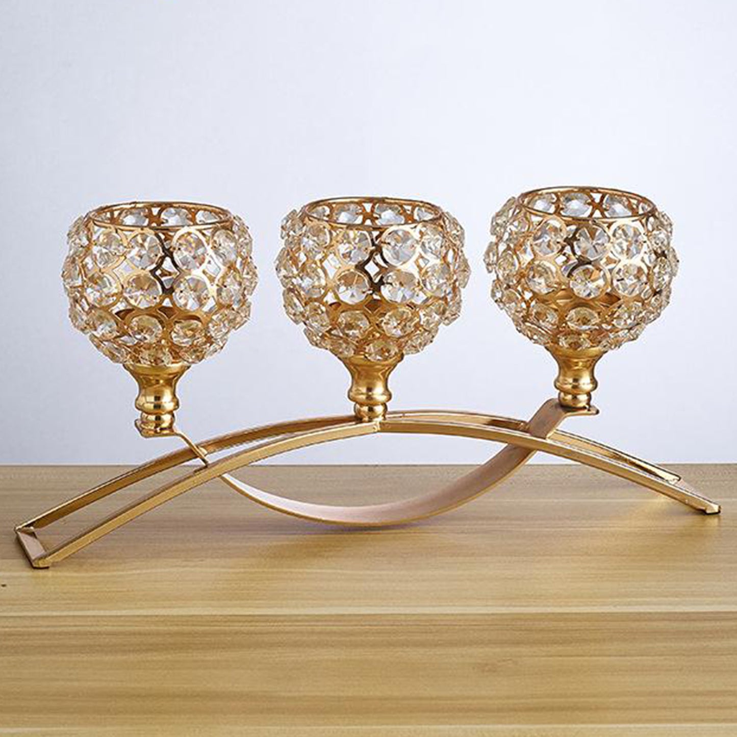 Crystal Candle Holder Geometric Wrought Iron Candle Holder Ornaments