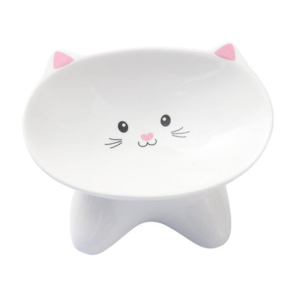 US Local Ceramic Small Cat Face Shape Pet Food Bowl Cat Bowl Dog Bowl Universal And Easy To Clean